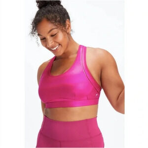 Fabletics Pink Iridescent Adjustable High Impact Sports Bra Womens SM Glam